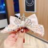 Horquilla de lazo tridimensional para niños, adorno rojo de Año Nuevo para niñas, adorno de corona de princesita, adorno para moño alto