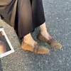 Zapatos de Moda Casual para Mujer, Estilo Nuevo, Hebilla Doble, Piel Genuina, Puntera Cuadrada, Tacón Bajo, Suela Blanda