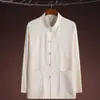 Conjunto de Traje Tang de Manga Larga para Hombres de Mediana Edad y Mayores, Conjunto de Dos Piezas Hanfu Estilo Chino para Abuelo, de Algodón y Lino, Cuello Alto, Abotonado, para Primavera y Otoño