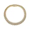 Corrente Cubana Hip-Hop Amazon Transfronteiriça Banhada a Ouro 20mm Forma de Diamante Cobre Zircônia Completa Pulseira Grossa Masculina Tendência