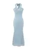 Vestido largo de estilo francés de diseño de deseo puro, con escote en V, cordones en el cuello halter, femenino, ajustado al cuerpo y adelgazante