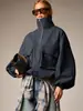 Bestseller transfronterizo europeo y americano, cortavientos de estilo simple con cuello alto y media cremallera, corte holgado, hombros caídos, chaqueta casual versátil