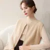 Chaleco de Cachemir sin Mangas de Estilo Sencillo para Mujer Otoño Invierno Cuello Redondo Cardigan con Cremallera Cálido Versátil Chal para Superponer