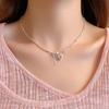 Collar de plata rota con perla y lazo de amor de circón, diseño simple y dulce, cadena de clavícula, collar que combina con todo para mujeres.