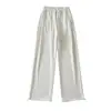 Ins8 Pantalones Casuales Rectos Bordados con Letras de Color para Mujer 2022 Verano Nueva Moda Pantalones de Pierna Ancha con Cordón en el Tobillo