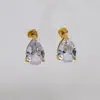 E149 Pendientes Transfronterizos de Acero Inoxidable con Circonita Pendientes Sencillos Galvanoplastia al Vacío en Horno Joyería de Oro de 18 Quilates