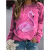 Patrón de Flamenco Impresión Digital 3D Transfronterizo Nuevo Estilo Sudadera Casual con Cuello Redondo para Mujer Venta Directa de Fábrica