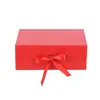 Caja Plegable de una Pieza con Lazo Disponible, Caja de Regalo de Empaque Portátil con Tapa abatible y Cierre magnético, Caja Vacía para Regalo de Cumpleaños, Caja de Papel