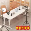Mesa de Computador com Itens para Transmissão ao Vivo, Estação de Trabalho para Transmissão ao Vivo, Mesa de Computador Móvel, Mesa de Escritório Giratória, Mesa de Escritório Simples