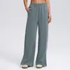 Calça Yoga Modal Lavada à Areia Camada de Ar Outono Feminina Cintura Alta Solta Esportiva Fitness Casual Perna Reta Calça Flare