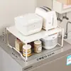 Estante de almacenamiento para encimera de cocina, soporte para ollas extensible, estante de almacenamiento multifuncional para microondas y olla arrocera para el hogar