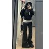 Jeans Acampanados Retro Negros para Mujer Primavera y Otoño 2025 Nuevos de Cintura Alta Talla Grande para Gorditas Pantalones Rectos de Boca de Caballo Acampanados