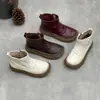 Nuevas Botas de Tobillo Vintage Hechas a Mano de Cuero Genuino Otoño/Invierno, Cómodas para Pies Descalzos, Versátiles con Cremallera Lateral, Botas Chelsea de Piel de Oveja para Mujer