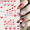 BELLEZA COMPLETA Nueva pegatina de arte de uñas de gato KT para el Día de San Valentín Mezcla de pegatinas adhesivas rojas para uñas con parte trasera caliente