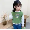Camiseta de Manga Larga de Dos Piezas Falsas para Niñas Primavera y Otoño 2025, Sudadera, Camiseta Base, Estilo Ins para Bebés y Niños