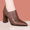 Botines cortos de tacón alto para mujer 2023 otoño e invierno Nueva Moda botines cortos puntiagudos de tacón grueso hasta la mitad de la pantorrilla para mujer