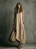 2026 Verano transfronterizo europeo y americano nueva moda chaleco de bolsillo sin mangas patchwork estilo vacacional vestido casual