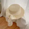 Sombrero de Paja de Ala Ancha con Lazo para Mujer, Sombrero para el Sol de Verano para Exteriores, Protección Solar, Sombrero de Playa para Vacaciones y Viajes, Sombrero Versátil para la Costa
