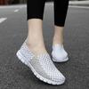 Sapatos de tecido elástico respirável para tamanhos grandes, tecidos à mão, sapatos de camada única femininos, sapatos casuais planos, sapatos casuais para viagem, sapatos femininos, moda
