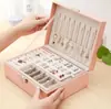 Caja de joyería, aretes, collar, anillo, de alta gama, exquisita, de gran capacidad, joyería dorada y caja de almacenamiento de accesorios