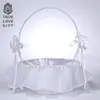 Cesta de flores para novia de estilo occidental cesta de flores para niña de las flores cesta de flores de plumas para boda cesta de mano para boda fabricantes de artículos para bodas