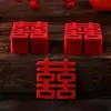 Suprimentos de Casamento Shangmit: Caixas de Doces para Casamento, Decorações com Caractere Duplo da Felicidade em Tecido Não Tecido para Camas de Casamento, Confeitos Mini Caractere Duplo da Felicidade