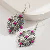 Pendientes Retro Artísticos Nuevos de Gran Venta Transfronterizos con Incrustaciones de Turquesa para Mujer Pendientes de Cruz Geométrica de Personalidad de Tendencia