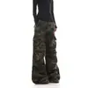 Pantalones Cargo Camuflaje de Diseño Americano Retro Lavado para Hombre y Mujer, Holgados Rectos Multibolsillo Pierna Ancha Casual Paracaidista