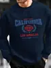 Sudadera Casual Holgada para Hombre Otoño e Invierno con Estampado de Letras de California y Cuello Redondo de Manga Larga