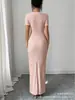 Comercio exterior transfronterizo vestido de punto ajustado dulce y femenino con cuello de diamante de color liso y lazo Amazon