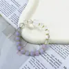 Pulseira Trançada de Cristal Branco e Ametista, Pulseira com Design de Laço Pixiu de Cristal, Estilo Menina com Cristal para Sucesso Acadêmico