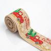 Fita de Natal em caixa imitação de cânhamo Árvore de Natal carro Xadrez rena Tira dourada Guirlanda laço