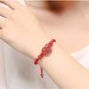 Pulsera de Zorro de Cristal de Fresa Natural para Mujer Tejida con Cuerda Roja Cristal Rosa