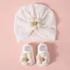 Set de Sombrero y Calcetines para Bebé de Comercio Exterior, Set de Sombrero Hiyab Floral para Recién Nacido, Set de Accesorios para la Cabeza de Bebé, Calcetines para Bebé