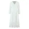 Atacado de Moda Feminina Transfronteiriça 2026 Primavera Novo Estilo Europeu e Americano Moda Bordado de Borboleta Renda Ombro a Ombro Chiffon Vestido Longo