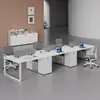 Juego de Escritorio y Silla para Estación de Trabajo de Empleado, Muebles de Oficina Modernos Minimalistas, Escritorio de Oficina con Divisiones para Cuatro Personas con Enchufe