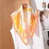 Pañuelo Cuadrado de Imitación Seda Estilo Playa Estampado de Limones y Frutas Chal Versátil Pañuelo para el Cuello Pañuelo de Seda Pañuelo para el Sol para Mujer