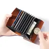 Portatarjetas de Cuero Crazy Horse para Hombre Ranura para Tarjetas de Organización Hebilla Portatarjetas 10 Ranuras para Tarjetas Portatarjetas Casual Cartera Retro Europea y Americana para Hombre