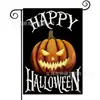Bandeira Popular de Jardim para Halloween da Amazon Rosto de Fantasma de Abóbora Impresso Material de Linho Bandeira de Decoração para Jardim Externo
