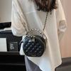 Bolso de diseño de nicho para mujer, nuevo bolso de alta gama 2024 con bordado rómbico, portátil, pequeño y redondo, bandolera de hombro de moda.