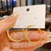 Moda Coreana Brincos de Argola de Metal Simples Design Sensação Temperamento Celebridade da Internet Brincos com Pino de Prata Rosto Redondo Joia Adequada