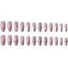 Manicure Diamante Gradiente Rosa e Roxo, Manicure Longa, Unhas Usáveis Estilo Sonhador e Deslumbrante, Unhas Bailarina, 24 Peças de Adesivos de Unha Prontos