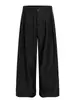Pantalones de hombre negros Cleanfit ligeramente acampanados, pantalones de traje de pierna ancha fluidos para verano, pantalones largos casuales resistentes a las arrugas