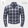 100% AlgodónNueva Camisa de Cuadros Cepillados para Hombre Corte Ajustado Sin Planchar Algodón de Fibra Larga Lavado Camisa para Hombre Venta al por Mayor