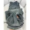 Jeans Rectos de Cintura Alta Espiga de Trigo para Mujer 2025 Nuevo Primavera Delgados que Cubren la Cadera Adelgazantes Sueltos de Pierna Ancha