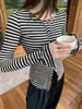 Cardigan fino de rayas blancas y negras con cuello redondo y manga larga para mujer Yuyi, nuevo diseño de principios de otoño 2026 CM260222