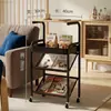 Carrito Pequeño Móvil Usado para Sala de Estar en Casa, Mesa Auxiliar con Estante de Malla Inclinado para Revistas y Libros, Estantería de Almacenamiento de Piso Multicapa