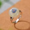 Yilu prata S925 prata esterlina cloisonne natural jade hetian lótus moda nacional estilo clássico anel retro anel personalizado