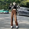 Jeans de Tiro Alto de Pierna Ancha Estilo Americano 2026 para Mujer, Nuevo Diseño Marrón, Corte Recto Holgado, Adelgazantes, Pantalones de Moda hasta el Suelo