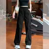 Pantalones de trabajo de secado rápido azul marino para mujer, nuevo estilo de verano, corte holgado para cuerpo tipo pera, adelgazante, pantalones deportivos casuales rectos de pierna ancha